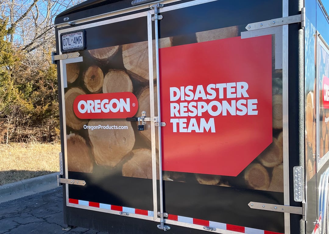 Back of the Oregon disaster response trailer in 2022